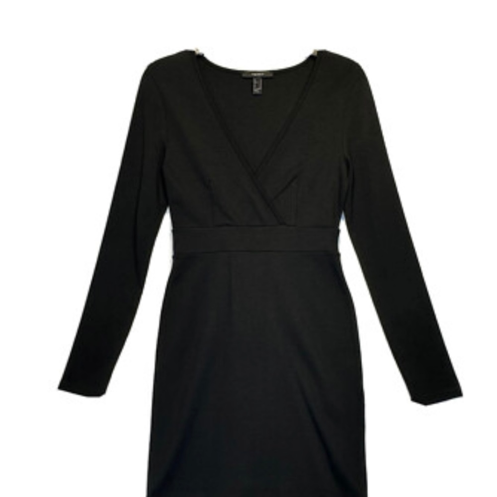 Black wrap v neck dress